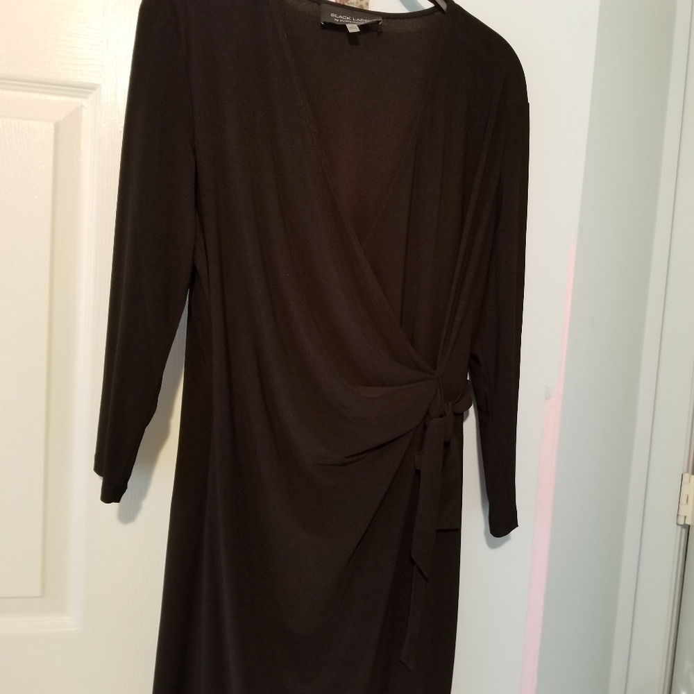 Black Label by Evan Picone Faux Wrap Dress